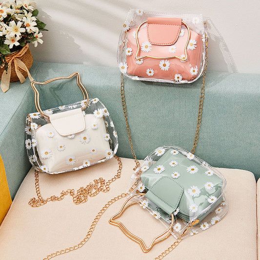 Women's Summer Autumn Korean Style Daisy Transparent Shoulder Bags