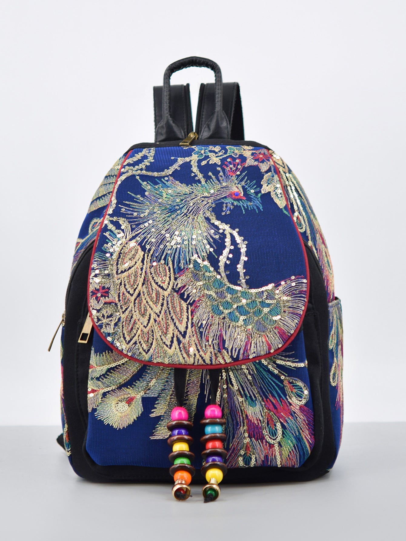 Women's Yunnan National Style Embroidered Peacock Canvas Backpacks