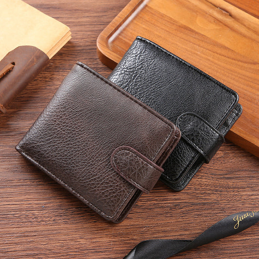 Men's Durable Leather Short Zipper Hasp Billfold Men's Wallets