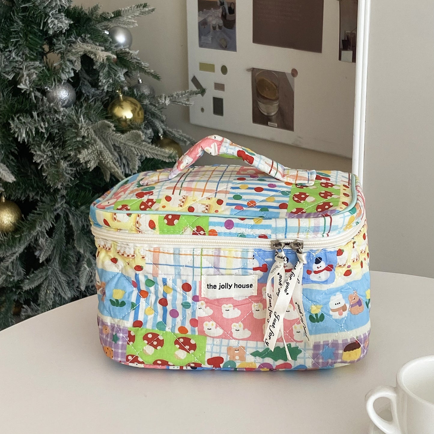 Colorful Garden Storage Cute Quilted Portable Cosmetic Bags