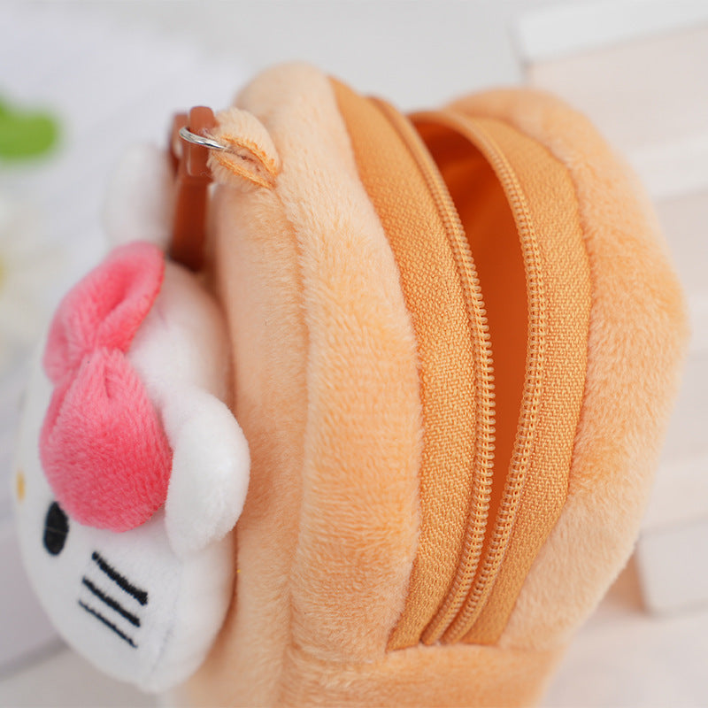 Cartoon Plush For Zipper Snack Storage Children's Shoulder Bags