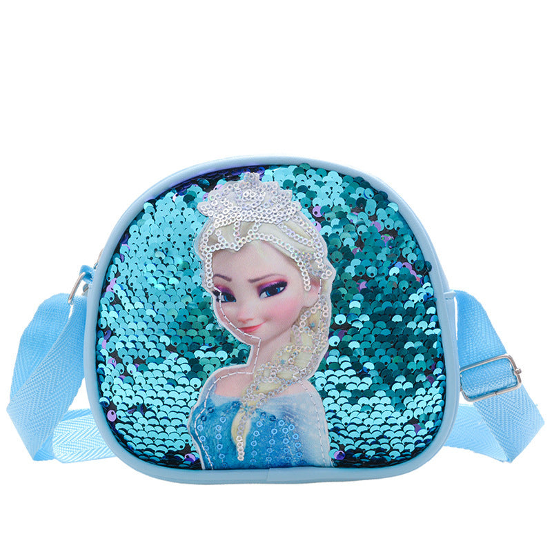 Children's Elsa Sequined Personalized Colorful Small Square Children's Shoulder Bags