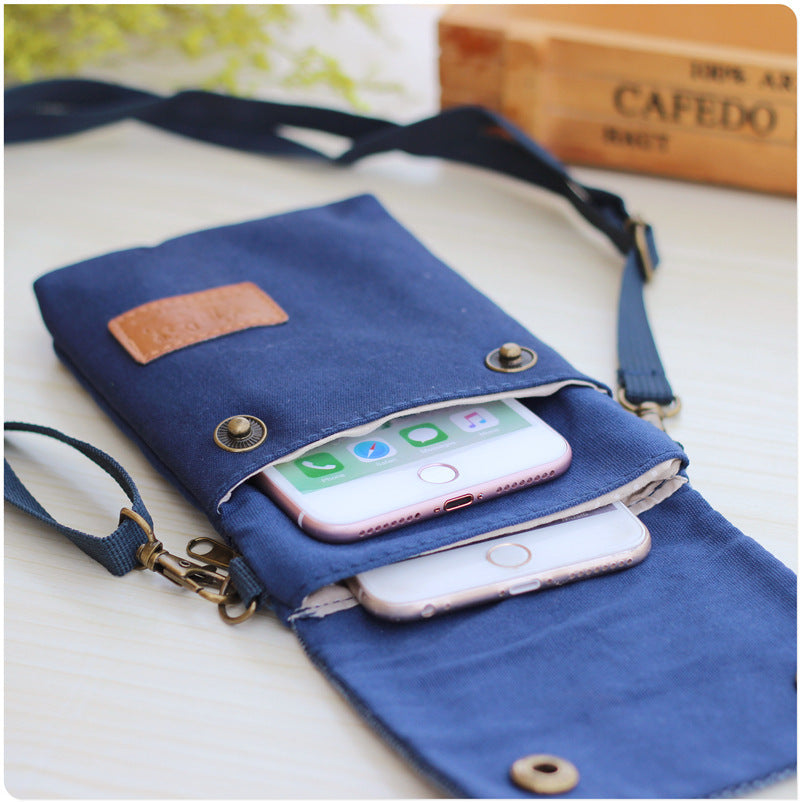 Women's Solid Color Canvas Simple Cloth Fashion Phone Bags