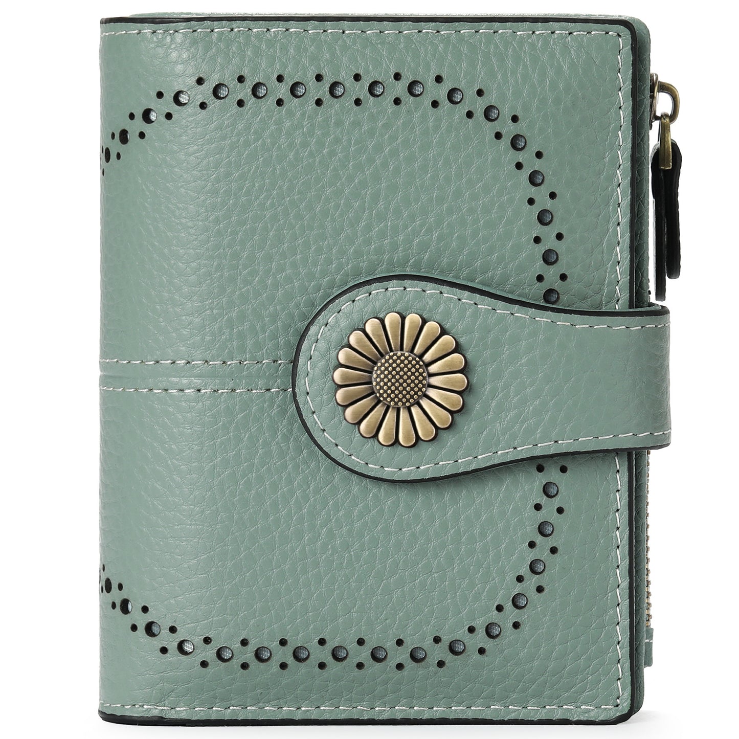 Women's Short Oil Wax Leather Zipper Ladies Wallets