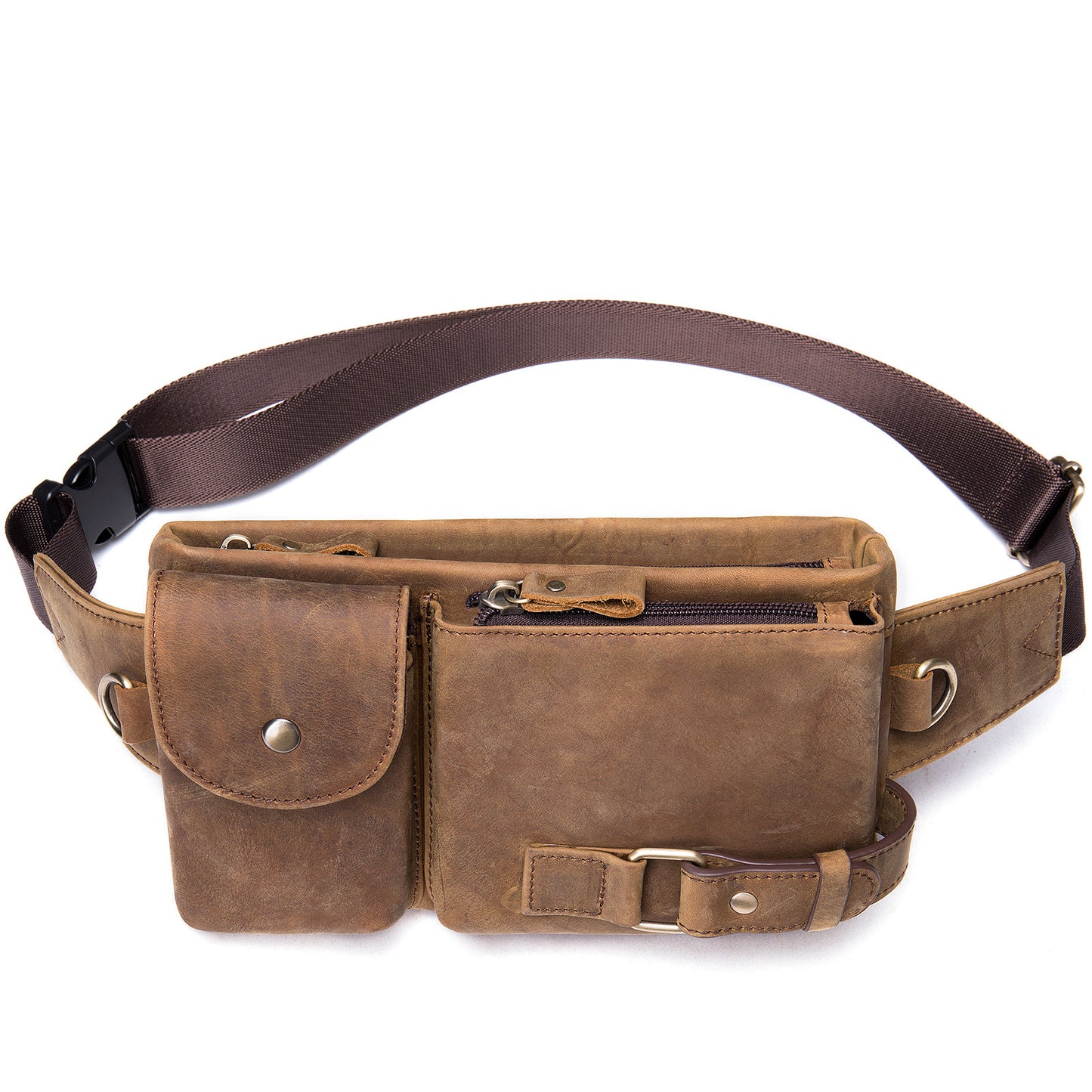 Men's Leather Pocket First Layer Cowhide Mobile Men's Waist Packs