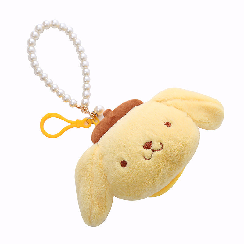 Mini porte-monnaie de rangement à fermeture éclair stéréo en peluche mignon