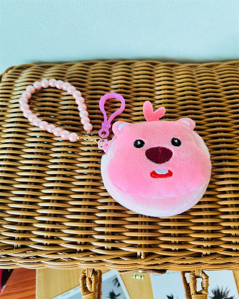 Cartoon Bunny Beaver Round Mini Ultra Coin Purses