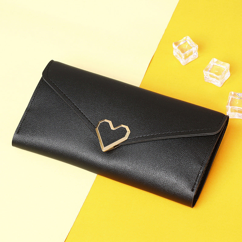 Women's Long Heart-shaped Three-fold Female Clutch Card Holder