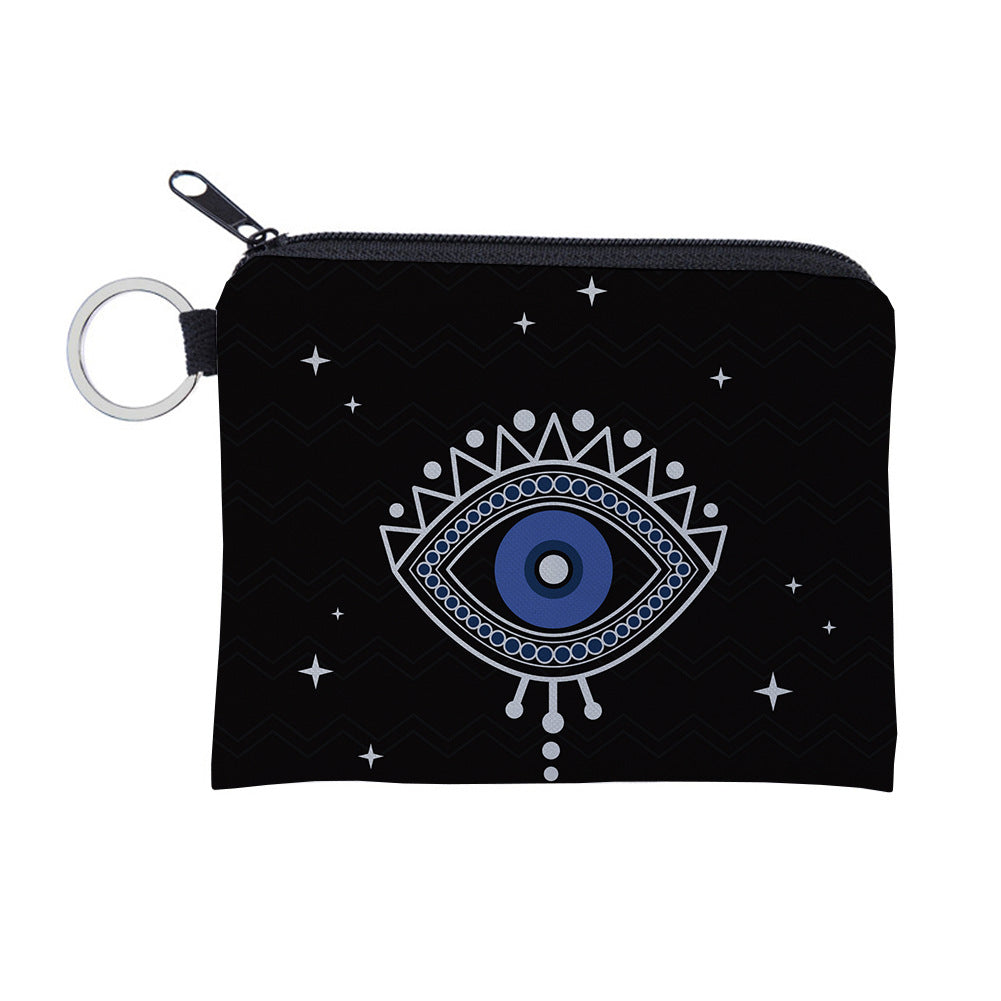 Women's Evil Eye Printing Pattern Zipper Small Purses