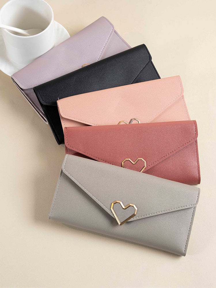 Women's Color Love Hardware Multiple Slots Mobile Ladies Wallets