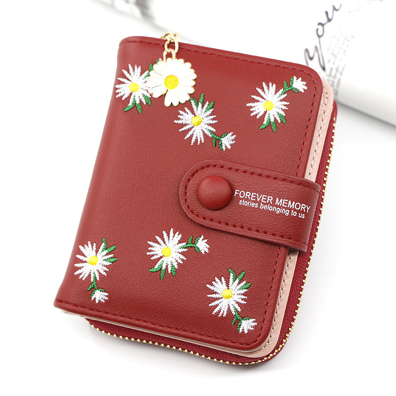 Women's Personalized Short Zipper Hasp Clutch Embroidered Purses