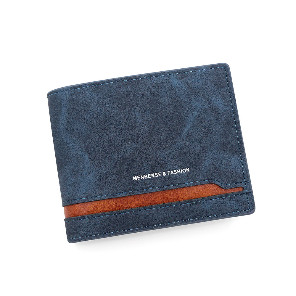 Men's Frosted Fabric Retro Patchwork Contrast Color Men's Wallets