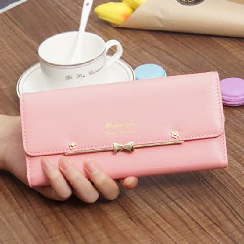 Women's Long Trendy Fresh Bow Clutch Mobile Ladies Wallets