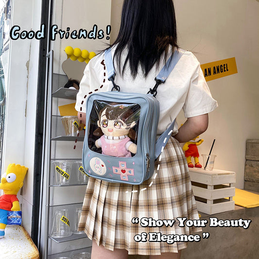 Women's Transparent Multifunctional Style Korean Cute Cartoon Backpacks