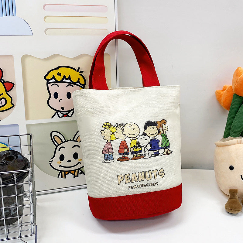 Bucket Canvas Cartoon Printed Animal Letter Bags