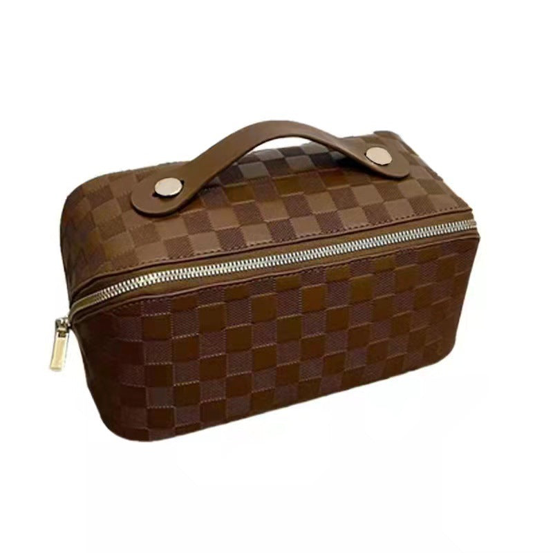 Women's Chessboard Grid Storage Carrying Large Capacity Cosmetic Bags