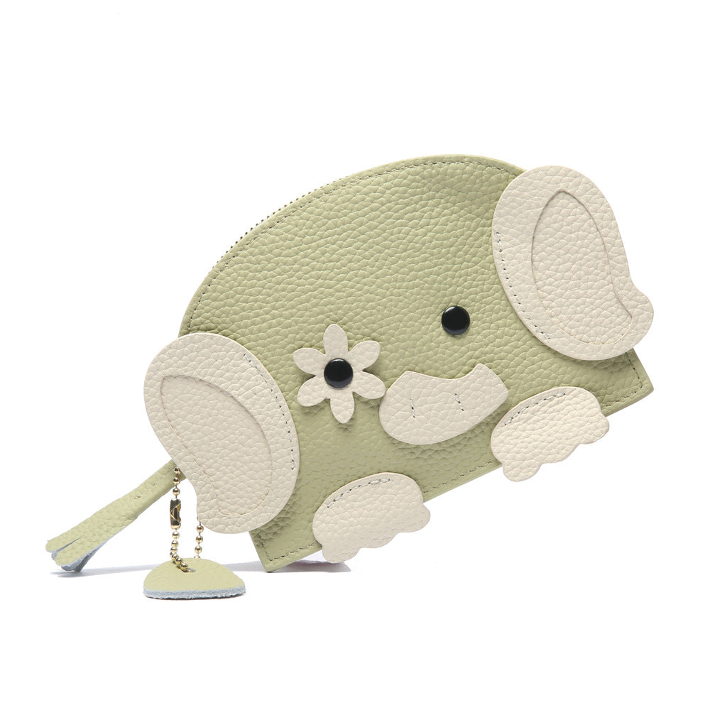 Style mignon éléphant poche à glissière femme porte-monnaie compact