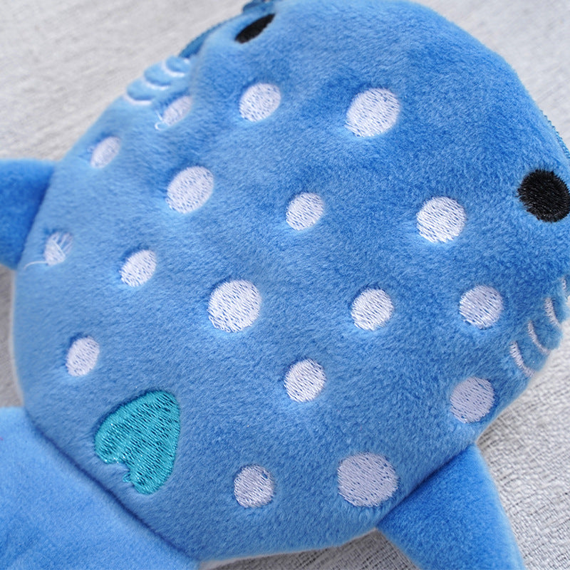 Children's Cartoon Shark Plush Zipper Data Cable Coin Purses