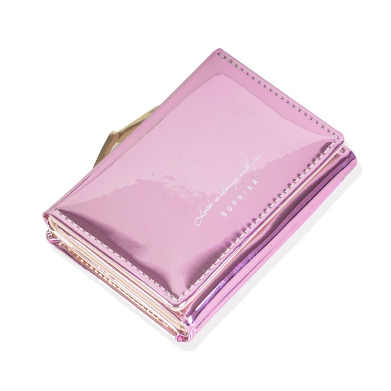 Women's Trendy Simple Folding Clutch Leather Laser Coin Purses