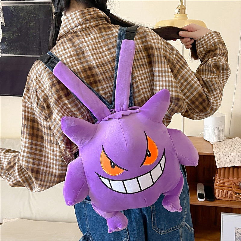 Purple Plush Couple Large Capacity Cartoon Backpacks