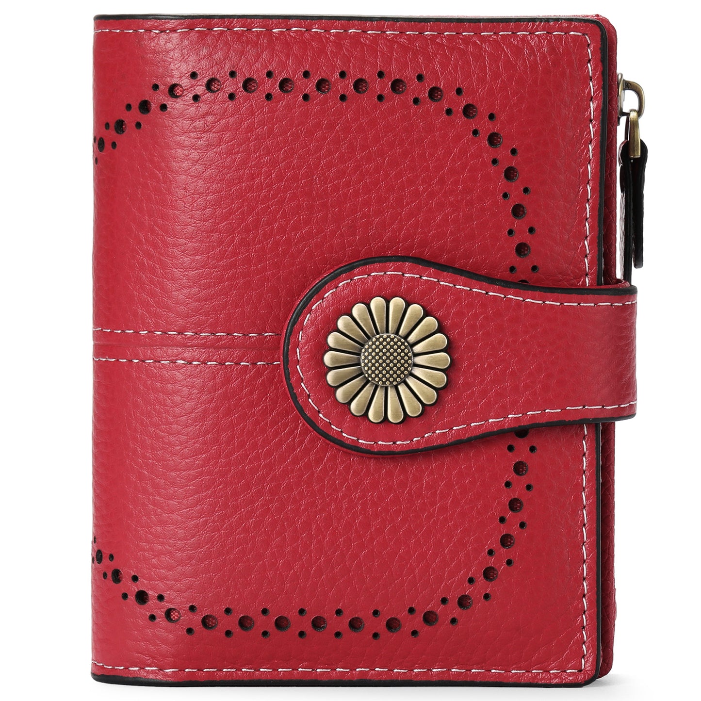 Women's Short Oil Wax Leather Zipper Ladies Wallets