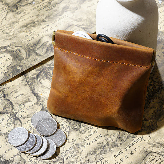 Sac de rangement en cuir Crazy Horse pour femmes, petit porte-monnaie Portable