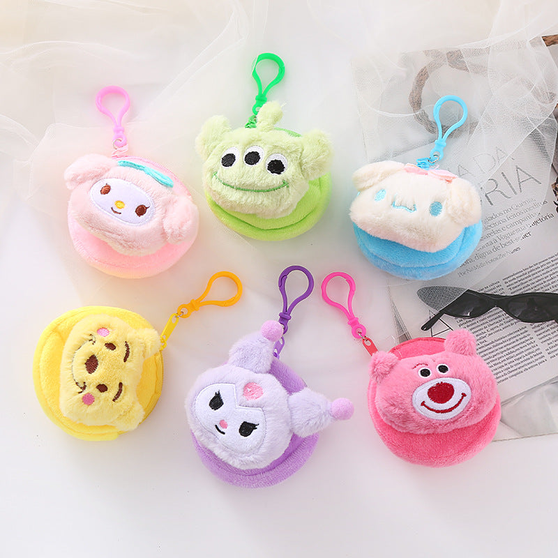 Cute Plush Doll Hairstyle Cartoon Zipper Storage Mini Purses