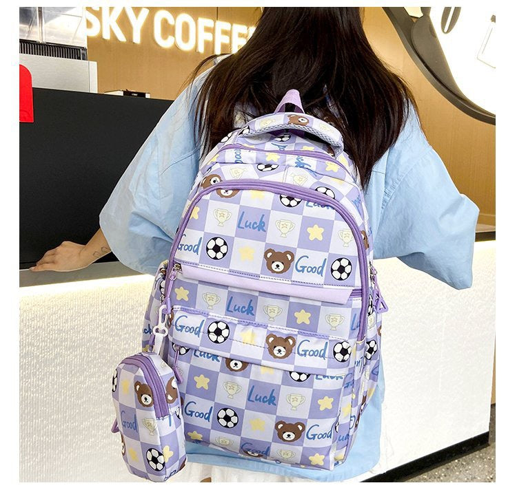 Capacity Cute Printed Bear High Primary Middle School Students' Schoolbags