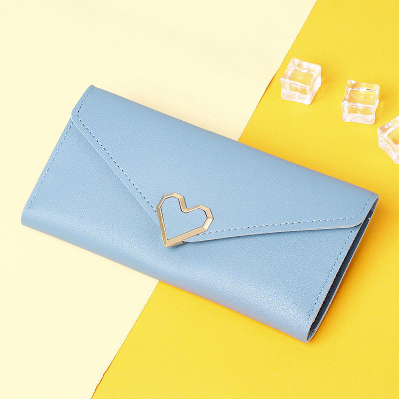 Women's Long Heart-shaped Three-fold Female Clutch Card Holder