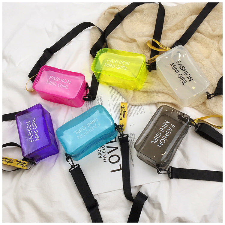 Transparent Summer Trendy Candy Color Gel Crossbody Bags