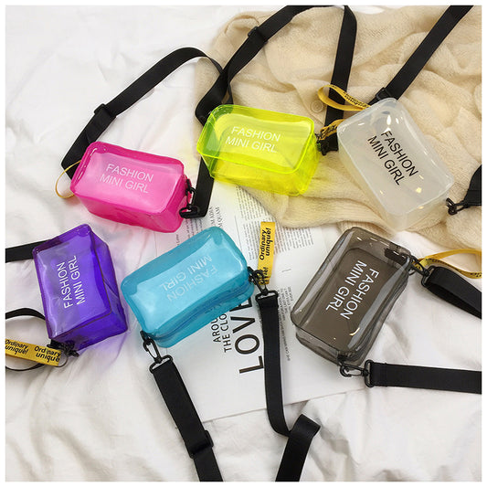 Transparent Summer Trendy Candy Color Gel Crossbody Bags