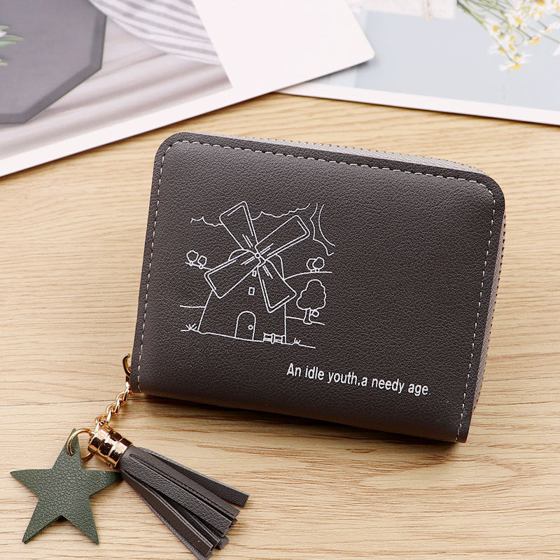 Women's Cute Short Simple Cartoon Soft Leather Coin Purses