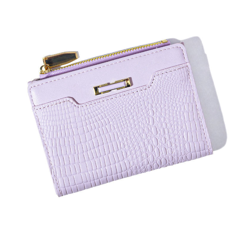 Women's Macaron Color Series Short Crocodile Pattern Ladies Wallets