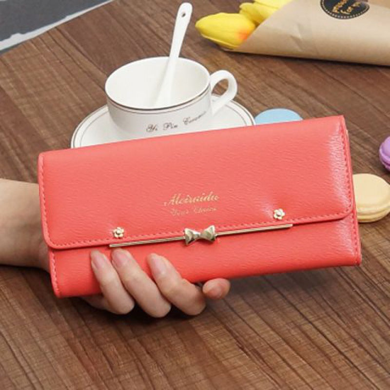 Women's Long Trendy Fresh Bow Clutch Mobile Ladies Wallets