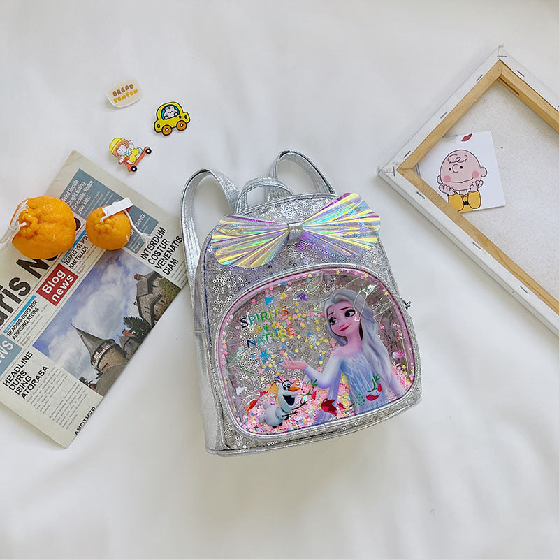 Mini sac à dos à paillettes avec nœud mignon pour enfants, princesse à la mode