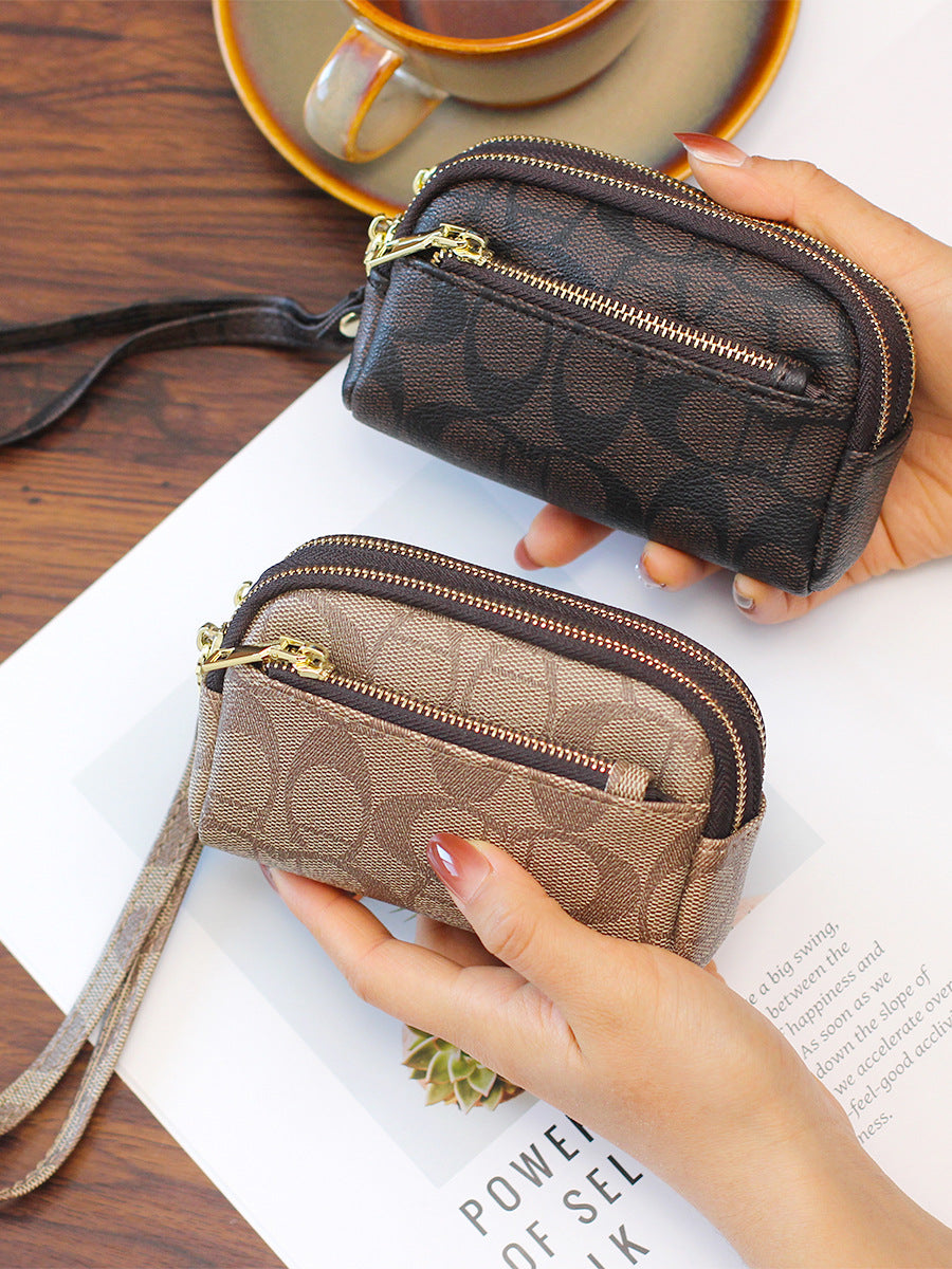 Exquisite Triple Zipper Mini Hand Clutch Coin Purses