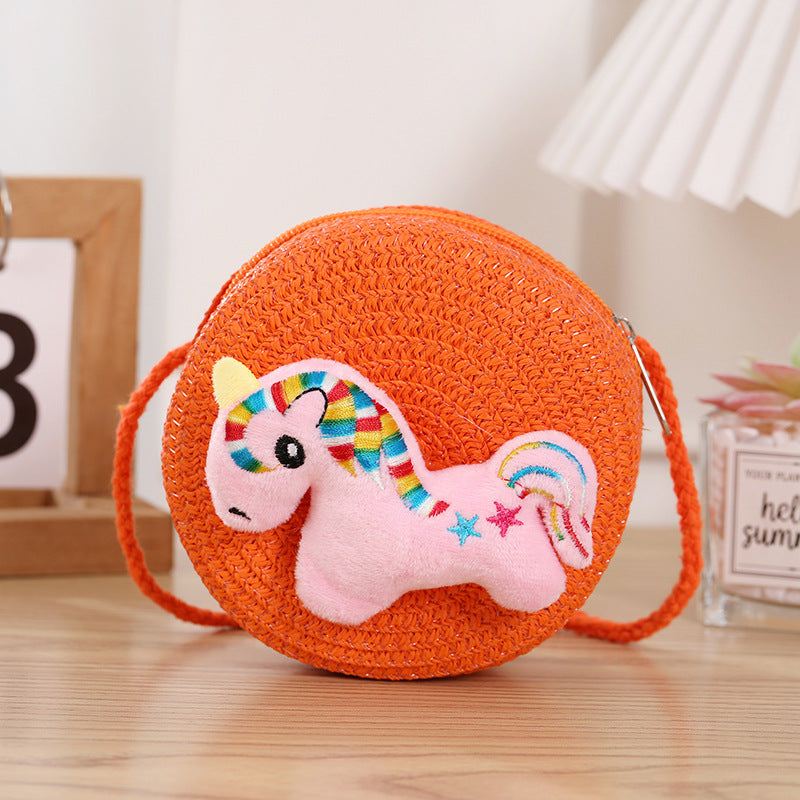 Children's Straw Woven Change Packet Cartoon Cute Children's Coin Purse