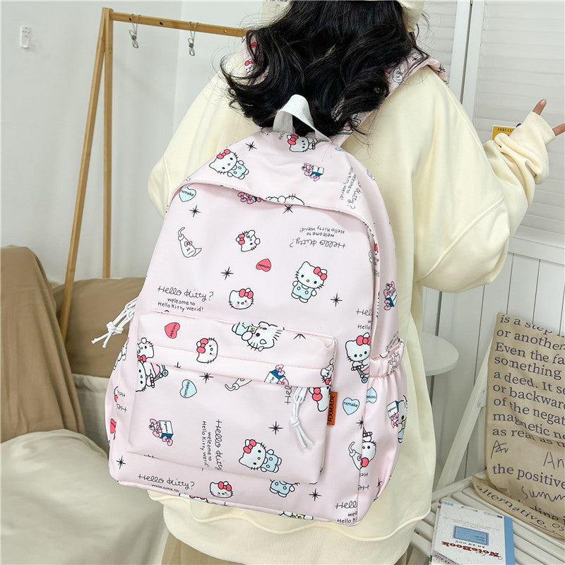 Women's Style Cat Printed College Large Capacity Backpacks