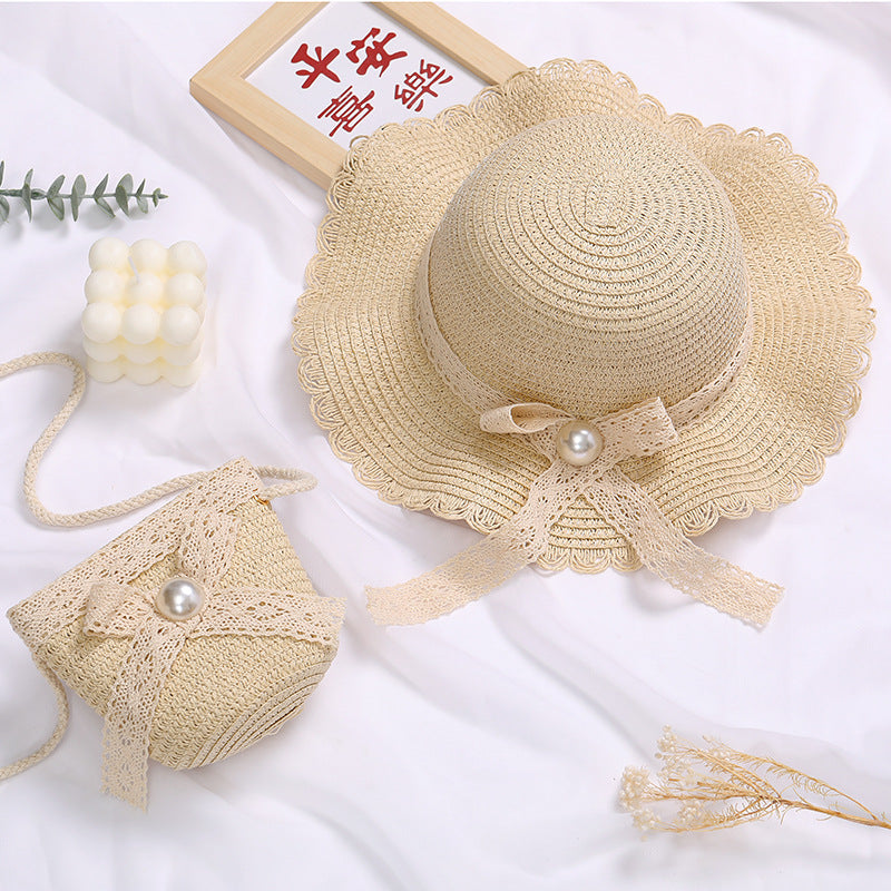 Children's Lace Bow Straw Woven Little Cute Bags