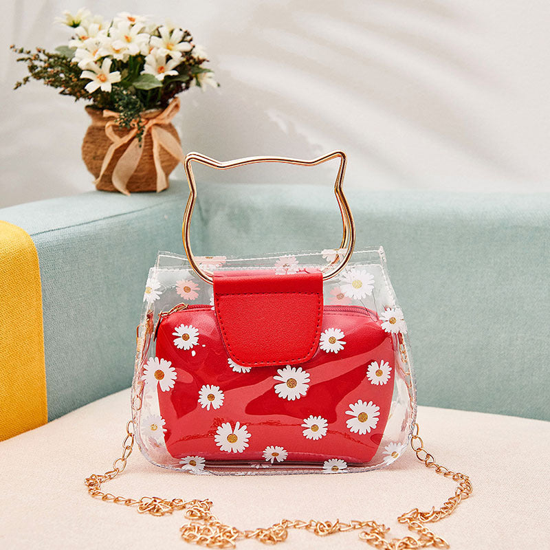 Women's Summer Autumn Korean Style Daisy Transparent Shoulder Bags