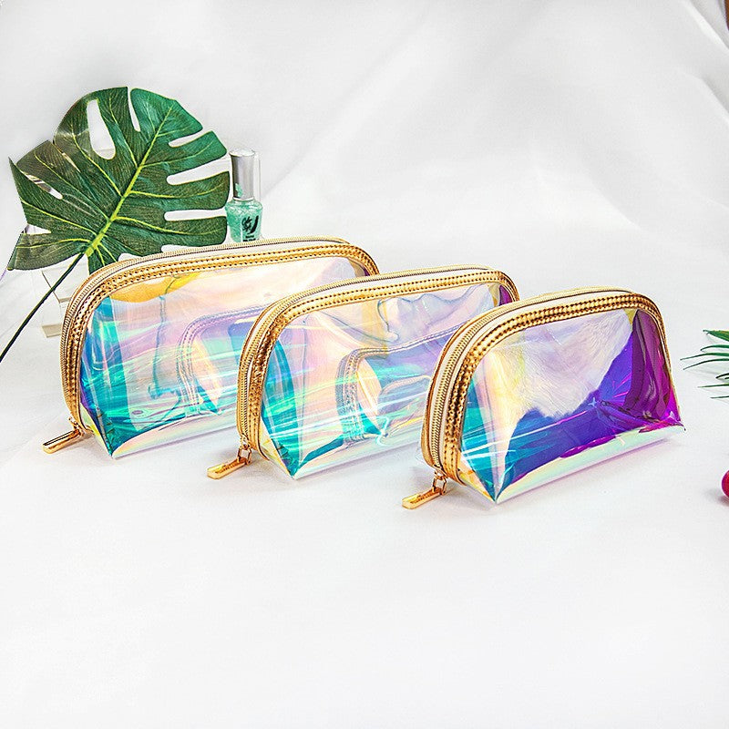 Iridescent Transparent Semicircle Three-piece Heart Advanced Cosmetic Bags