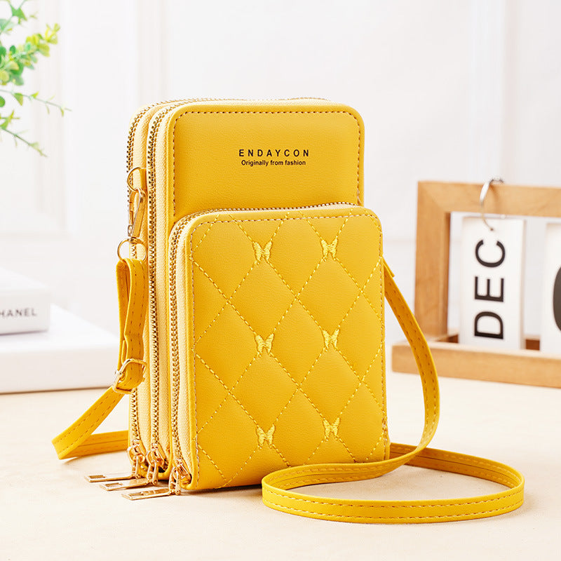 Women's Stylish Versatile Mini Zipper Solid Color Phone Bags