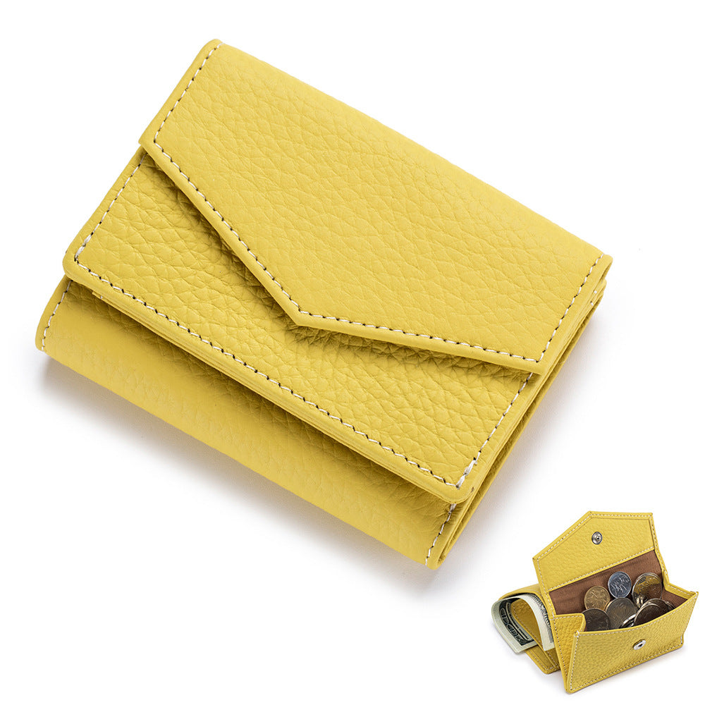 Women's High-grade Leather Short Trifold Mini Slot Ladies Wallets