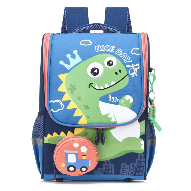 Children's Cute Cartoon Boys Contrast Color Large Backpacks