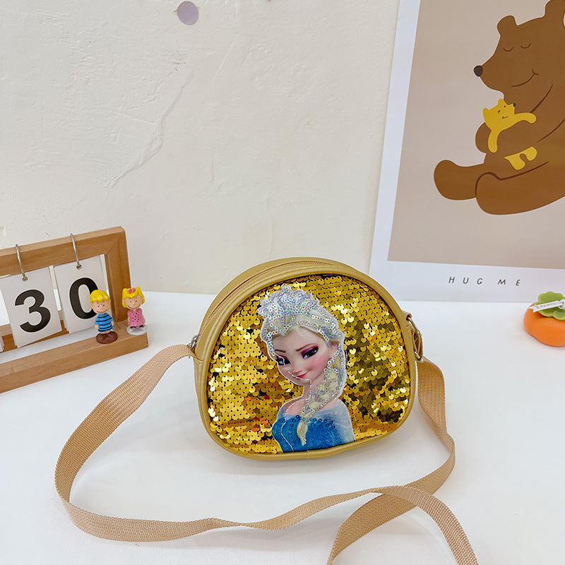 Children's Elsa Sequined Personalized Colorful Small Square Children's Shoulder Bags