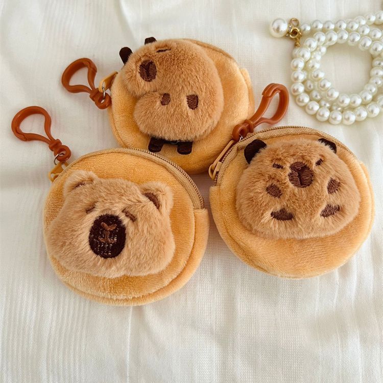 Cartoon Capra Capybara Plush Mini Headset Coin Purses