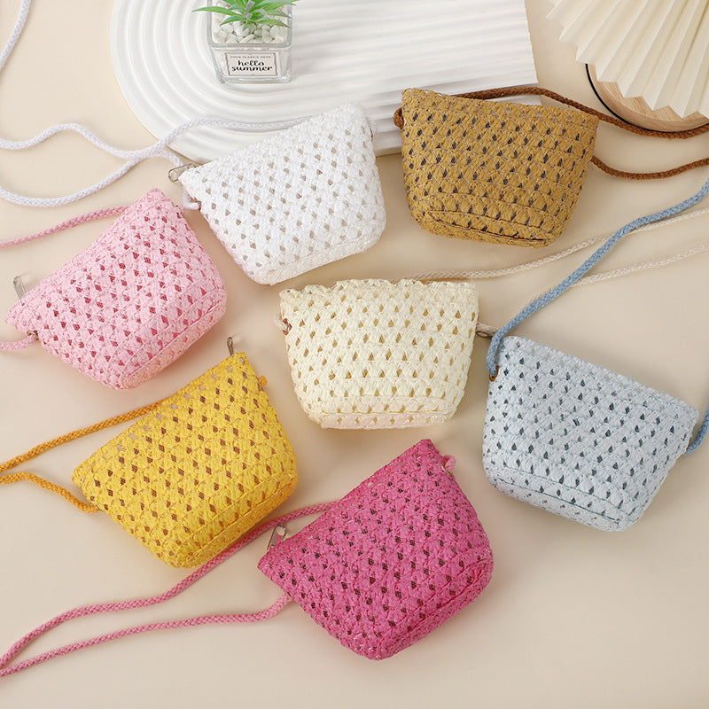 Women's & Children's & Small Summer Cute Mini Hollow Straw Woven Children's Coin Purse