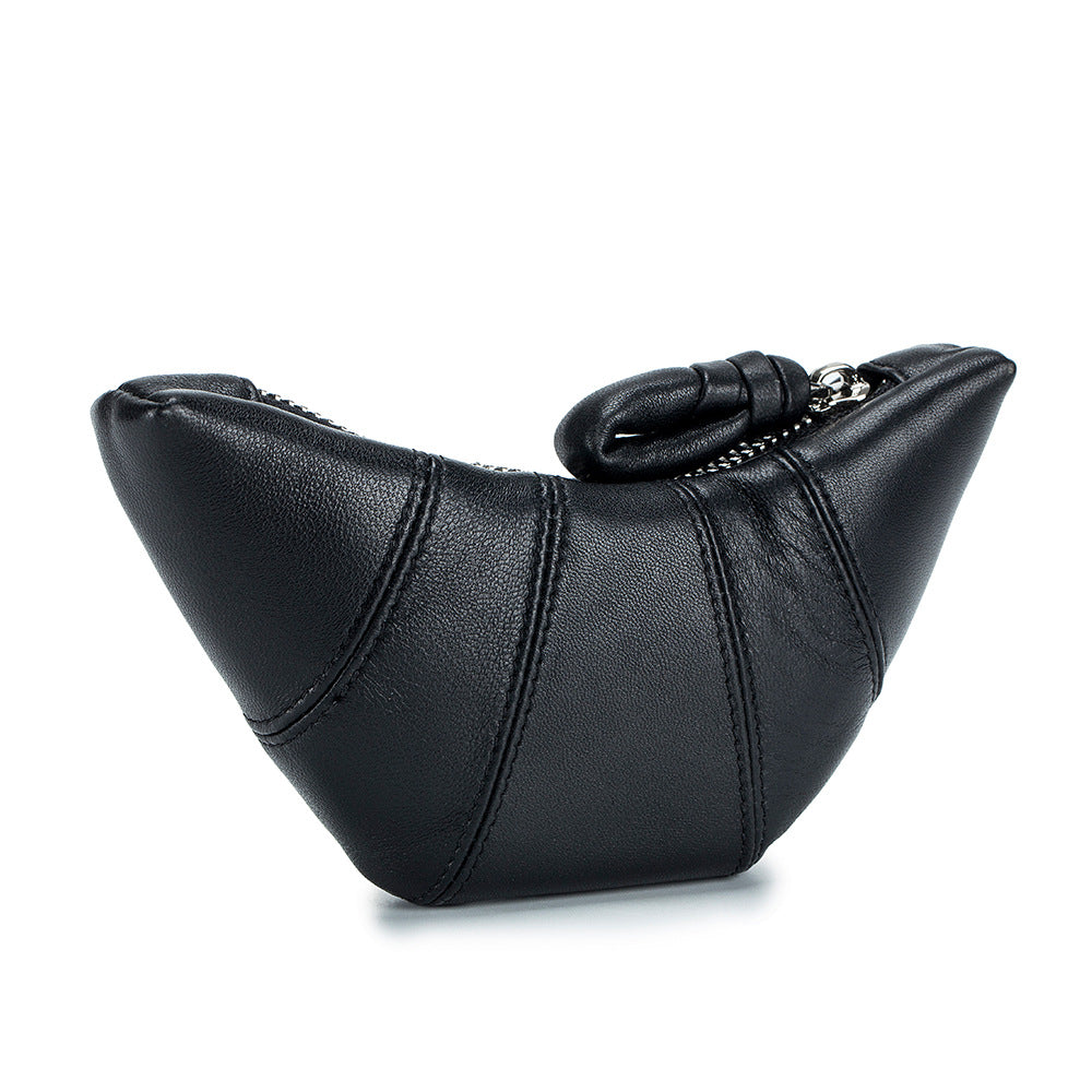 Women's Sheepskin Niche High Sense Croissant Genuine Coin Purses