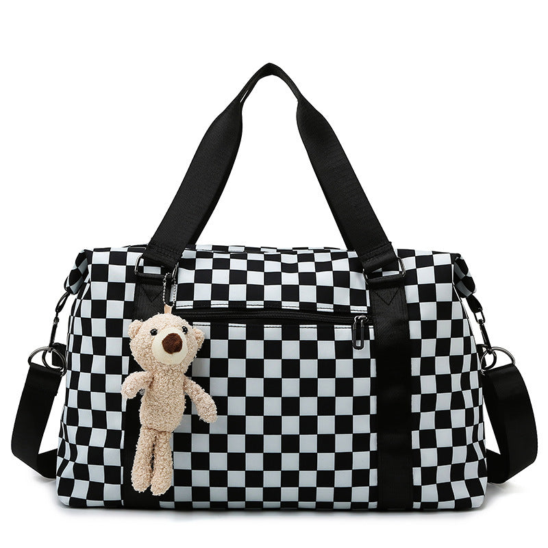 Women's Capacity Chessboard Plaid Fitness Leisure Dry Travel Bags