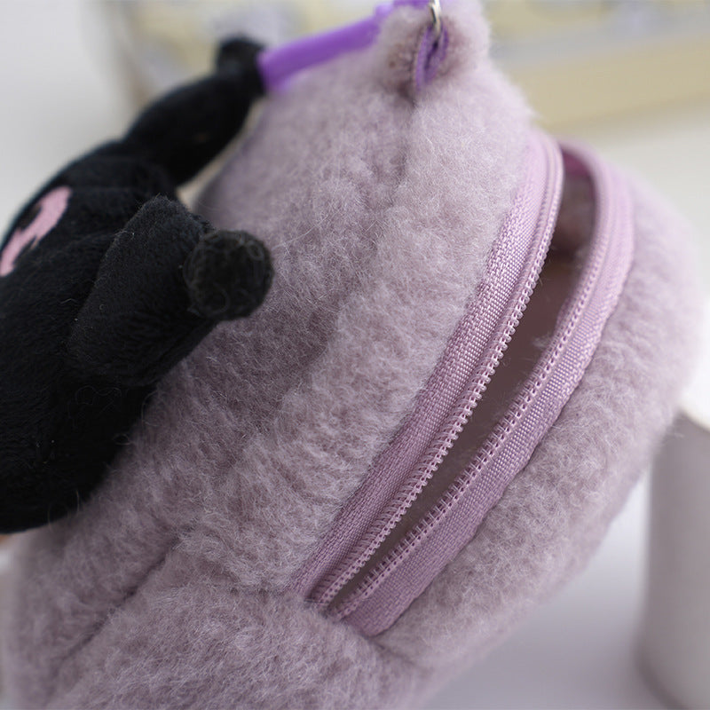 Girlish Peluche Carré Mignon Violet Cochon Chiens Chats Porte-Monnaie